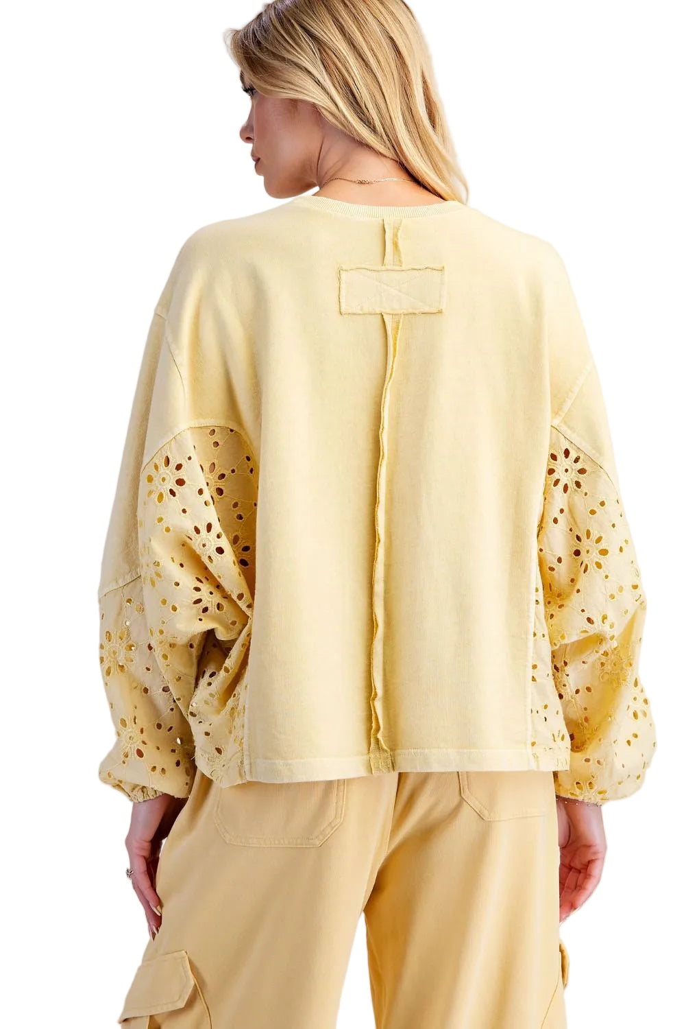 Top Pullover Butter Yellow Long Bubble Sleeve&nbsp; Women's&nbsp; ET19100