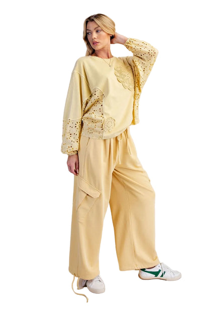 Top Pullover Butter Yellow Long Bubble Sleeve&nbsp; Women's&nbsp; ET19100