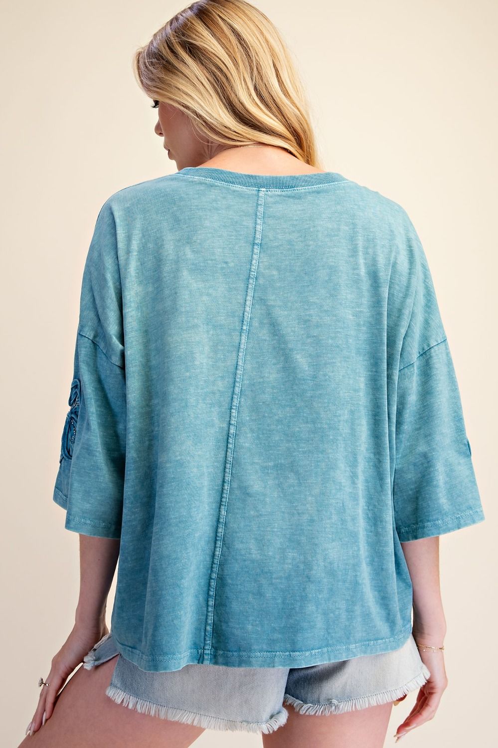 Top Pullover Faded Teal 3/4 Sleeve&nbsp; Women's&nbsp; ET19103