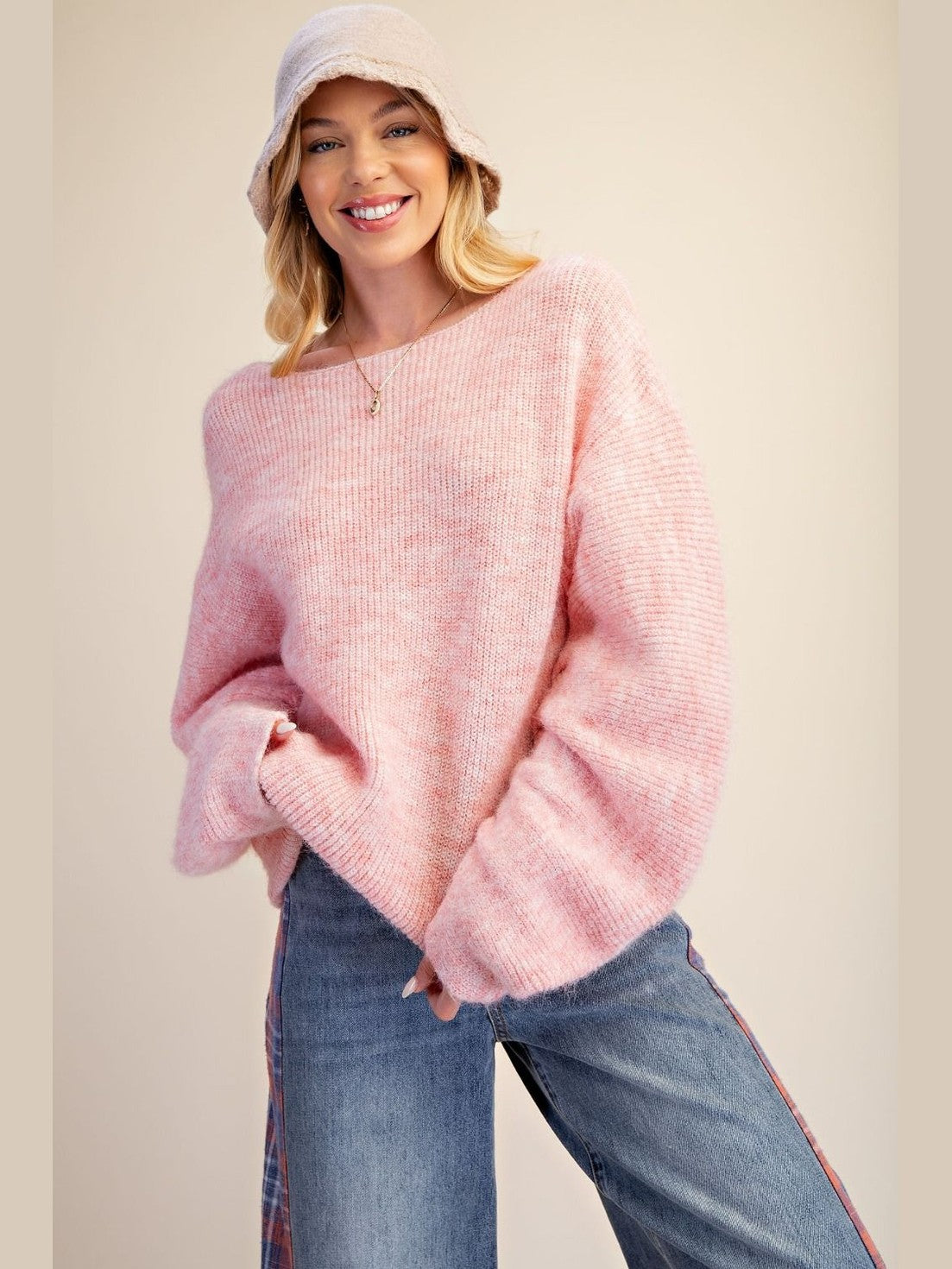 Sweater Pullover Strawberry Smoothie Long Bubble&nbsp; Sleeve&nbsp; Women's&nbsp; ET19158