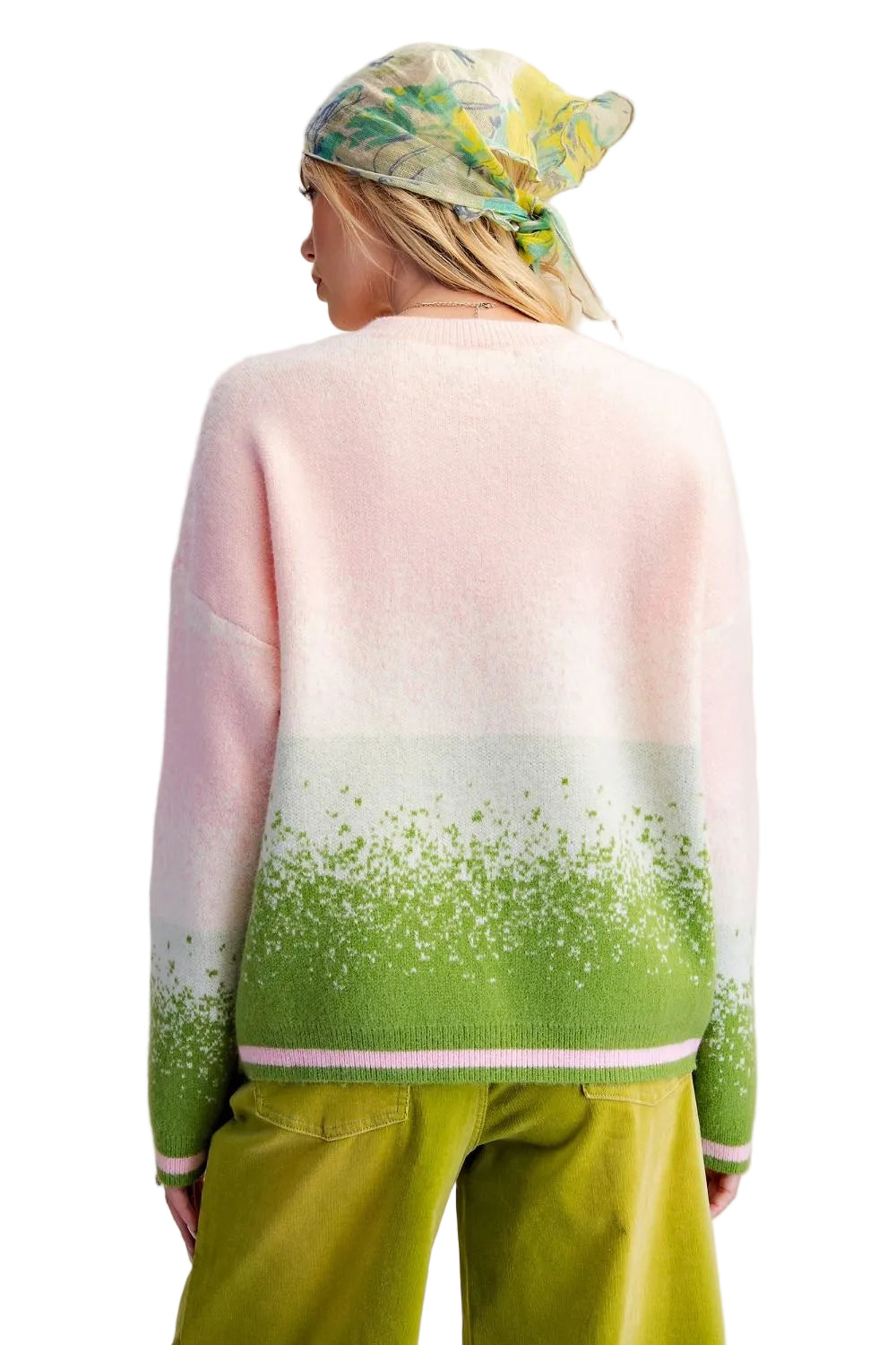 Sweater Pullover Strawberry Pink/White/Green Matcha&nbsp; Sleeve&nbsp; Women's&nbsp; ET19208