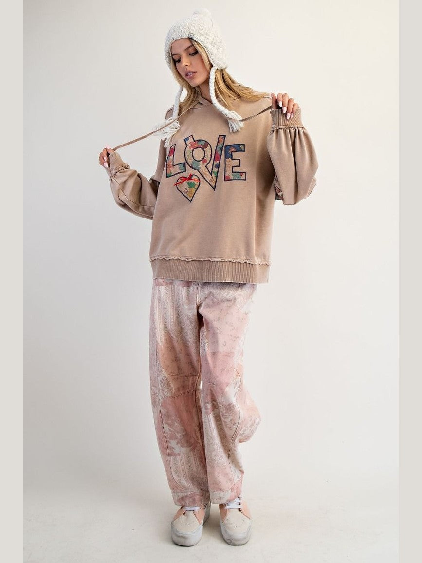 Hoodie Oatmeal Love Patch Pullover Women's&nbsp; ET27094
