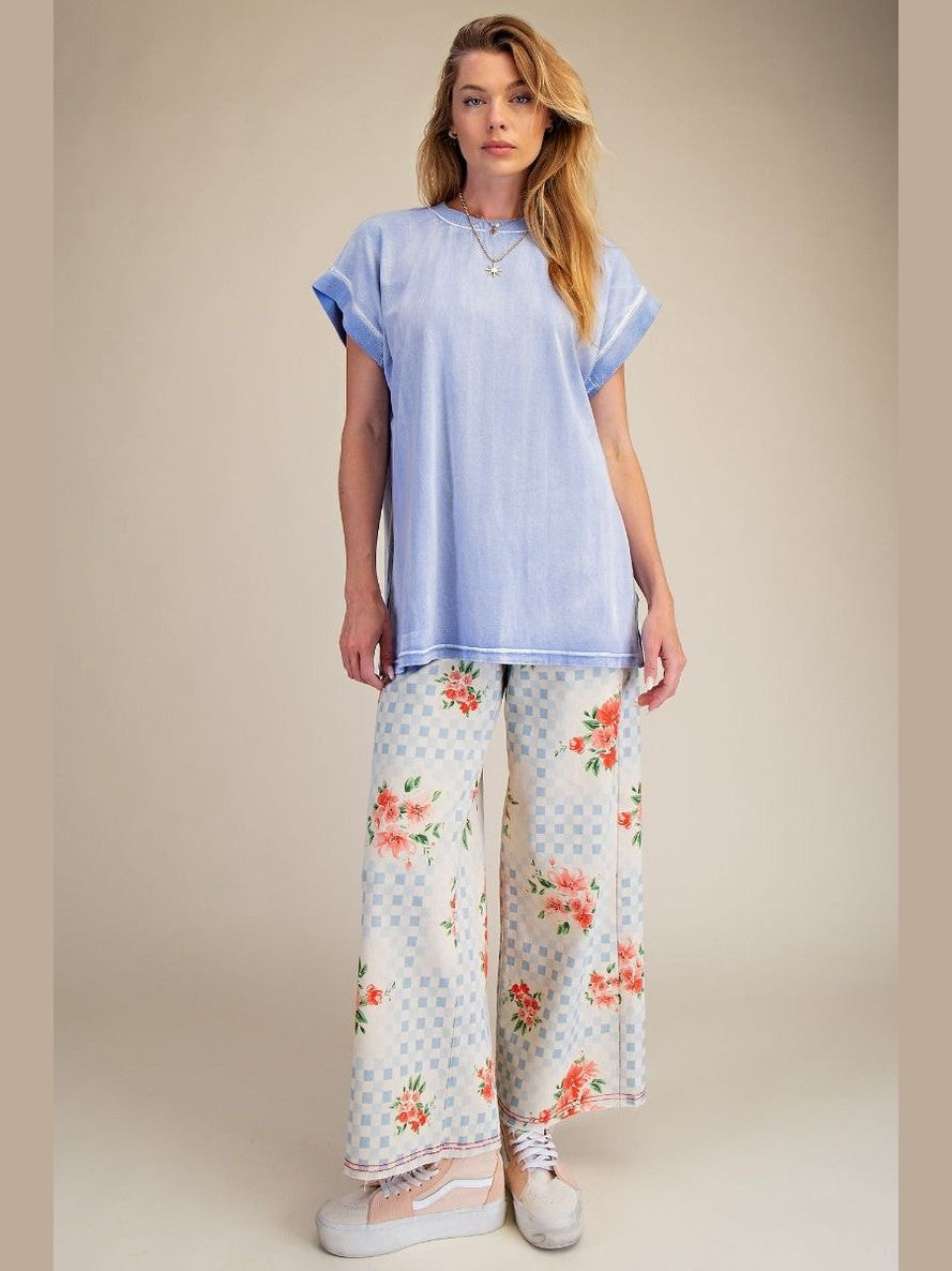 Top Pullover Peri Blue Side Slit Jersey Boxy&nbsp; Women's&nbsp; ET28945