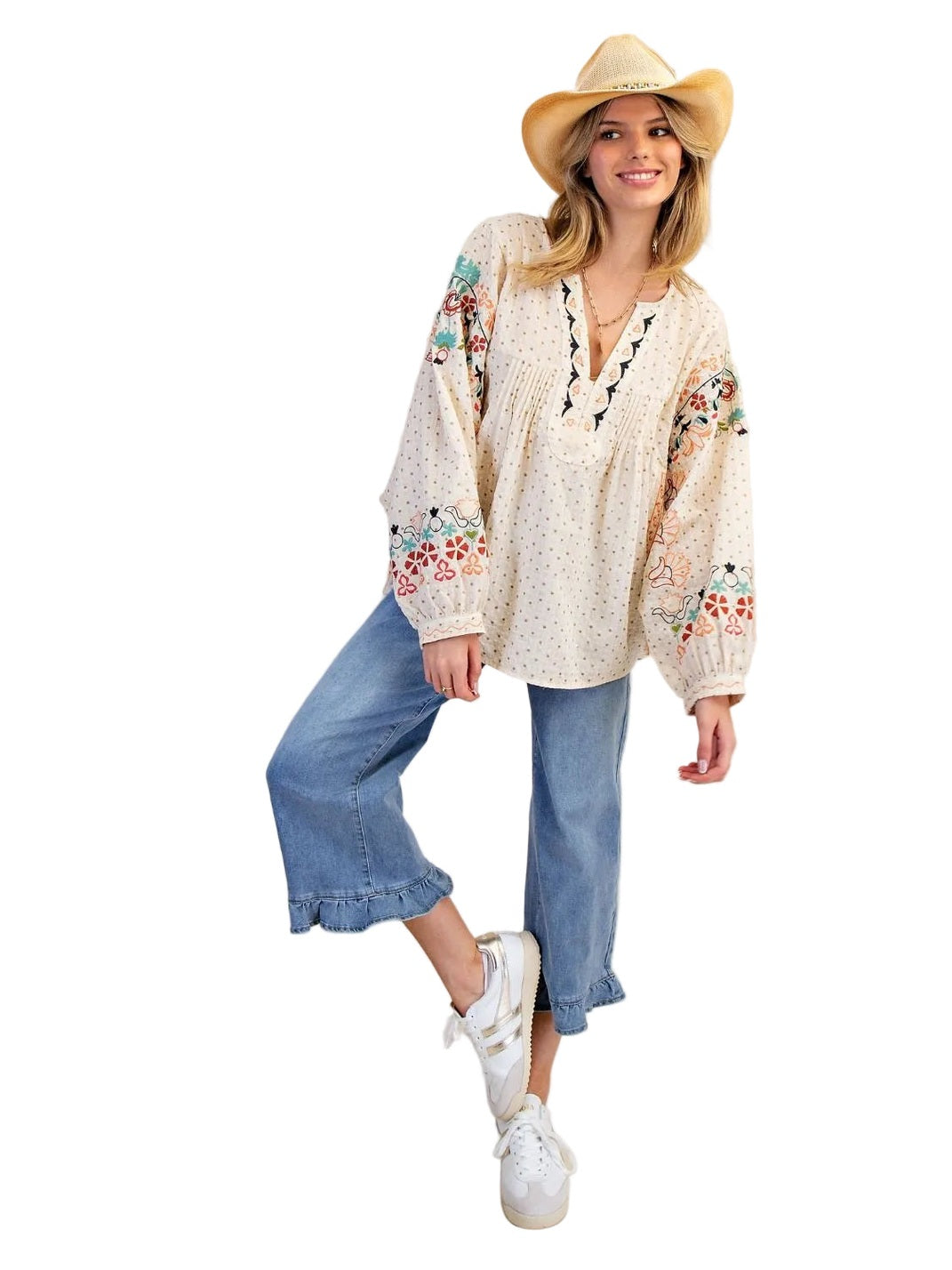 Shirt Pullover Oatmeal Embroidered&nbsp; Women's&nbsp; ET29020