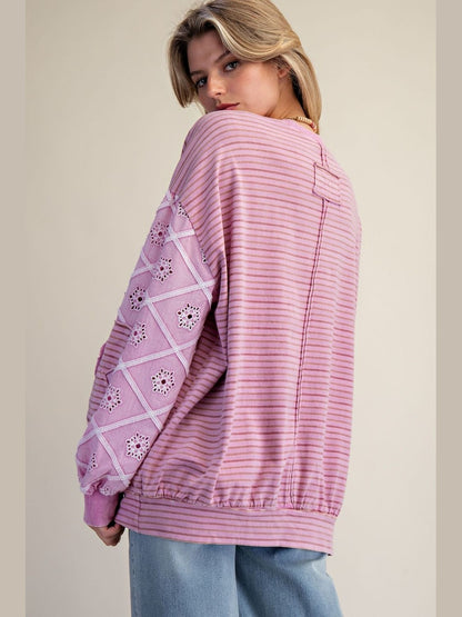 Top Pullover Orchid Cotton Knit Long Sleeve Women's&nbsp; ET29265