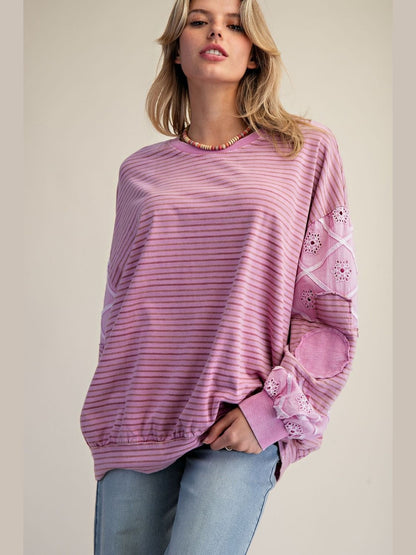 Top Pullover Orchid Cotton Knit Long Sleeve Women's&nbsp; ET29265
