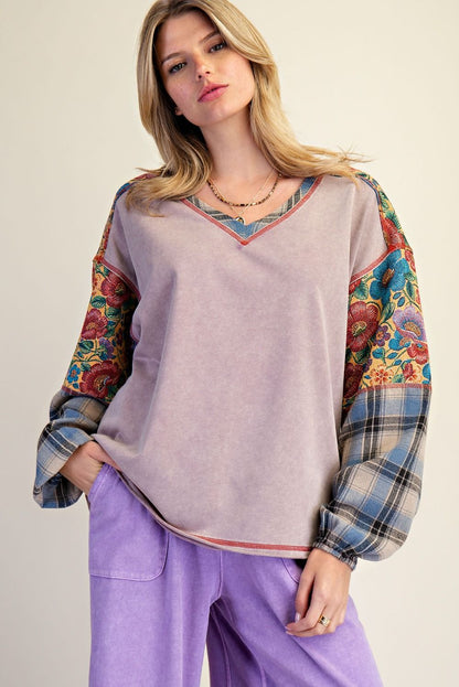 Top Pullover Floral Mushroom Oversized Long Sleeve&nbsp;Women's&nbsp; ET29938