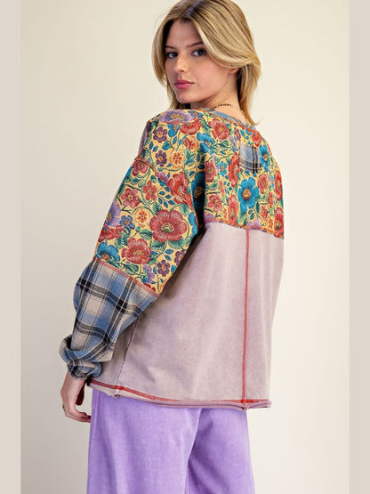 Top Pullover Floral Mushroom Oversized Long Sleeve&nbsp;Women's&nbsp; ET29938