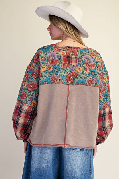 Top Pullover Floral Mushroom Oversized Long Sleeve&nbsp;Women's&nbsp; ET29938