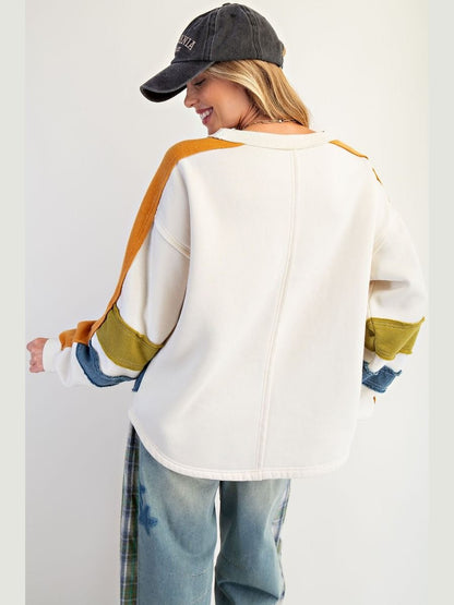 Easel-Top Fleece Pullover Ivory Star Patch Women's&nbsp; ET71687