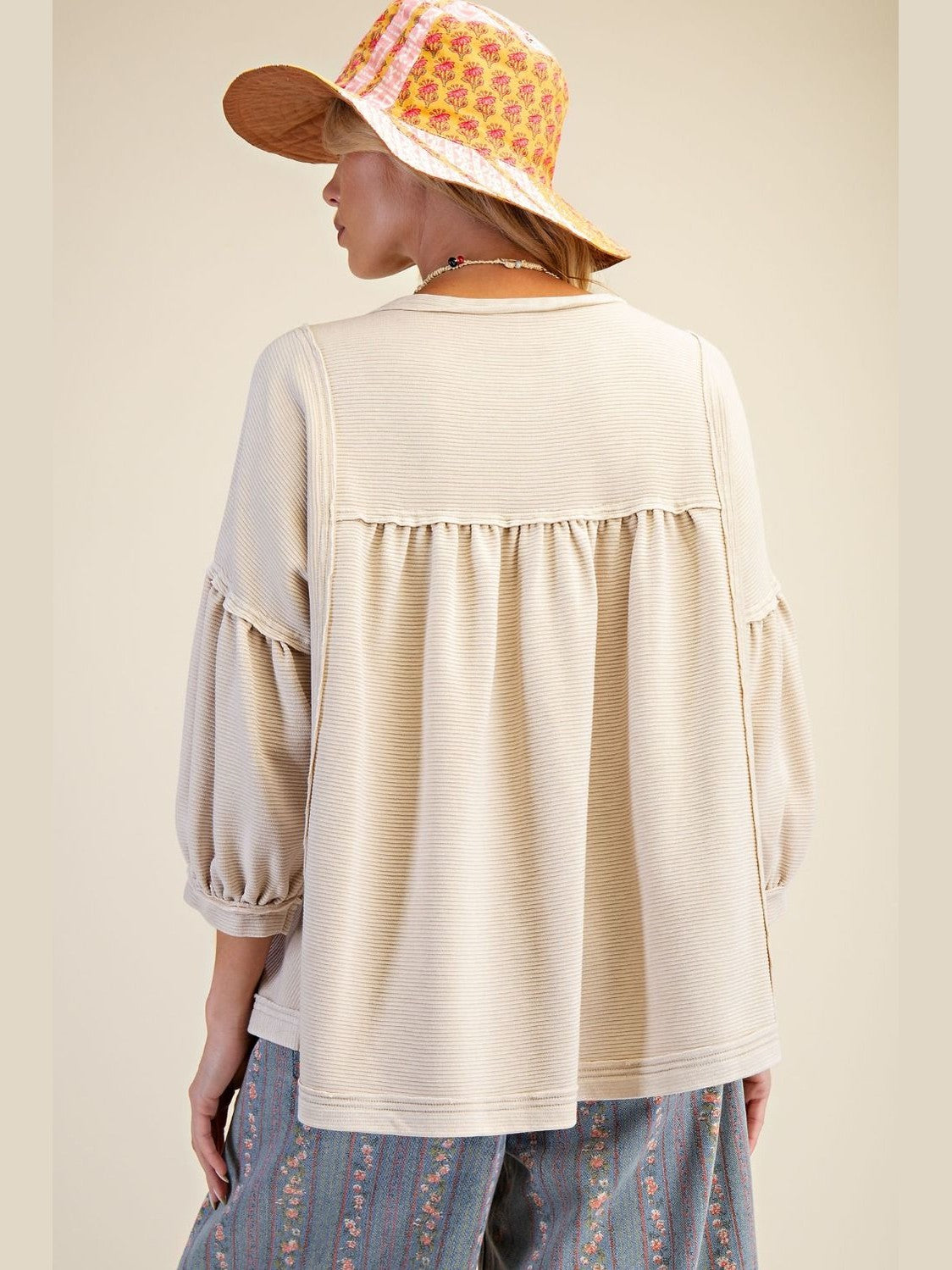 Top Khaki Tan Baby Doll Textured Knit&nbsp; &nbsp;Women's&nbsp; ET71888K