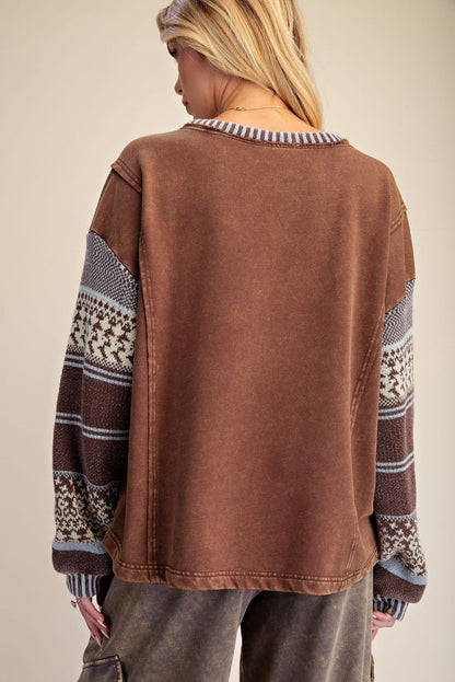 Top Pullover&nbsp; Mocha Knit 2 Long Sleeve Women's&nbsp; ET72118M