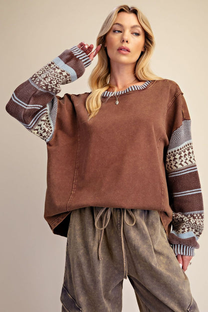 Top Pullover&nbsp; Mocha Knit 2 Long Sleeve Women's&nbsp; ET72118M