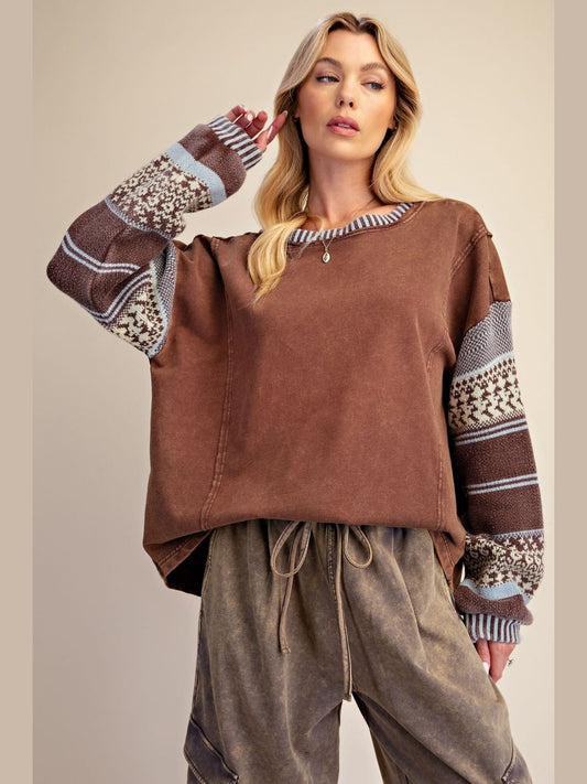 Top Pullover&nbsp; Mocha Knit 2 Long Sleeve Women's&nbsp; ET72118M