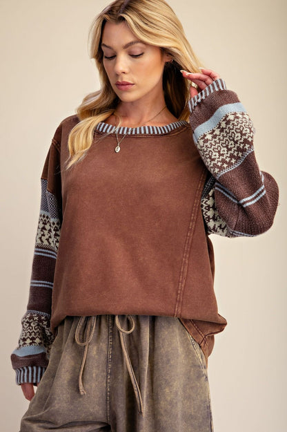 Top Pullover&nbsp; Mocha Knit 2 Long Sleeve Women's&nbsp; ET72118M