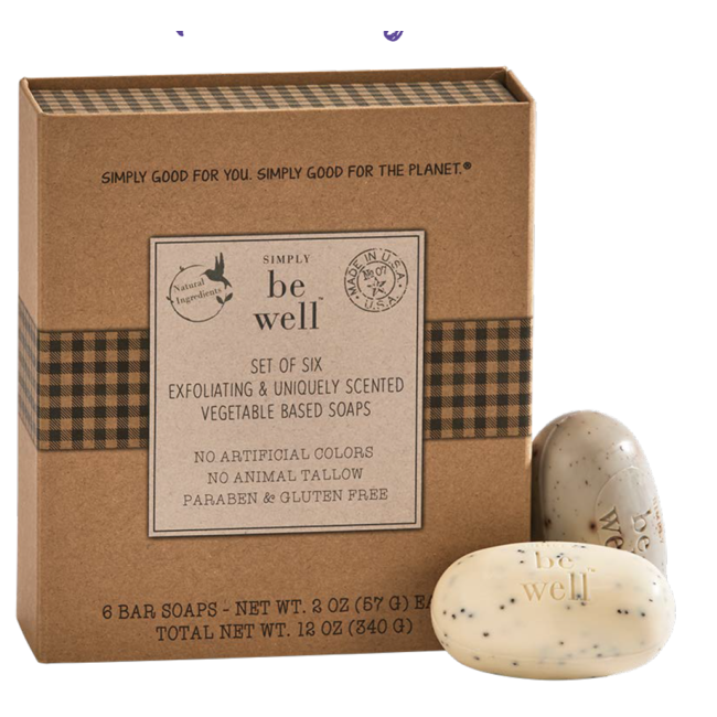 Bar Soap - Set of 6 - Be Well Vegetable Base Soaps - Exf3932 