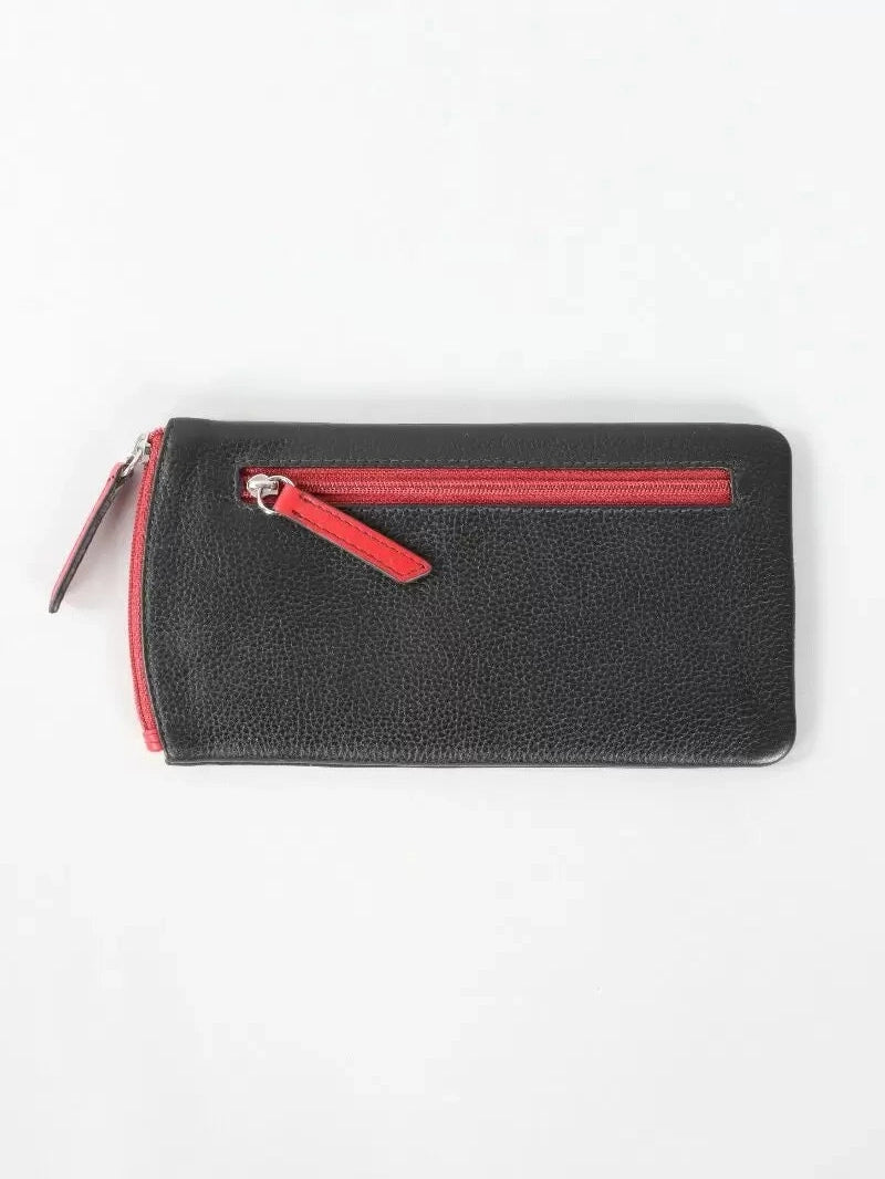 Eye Glass Case Leather Black /Bone /Red 6462 