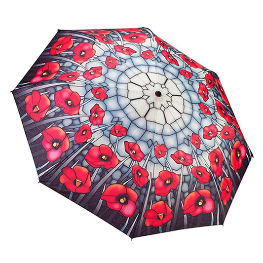 Umbrella - Folding -Stained Glass Poppies-33015sc 