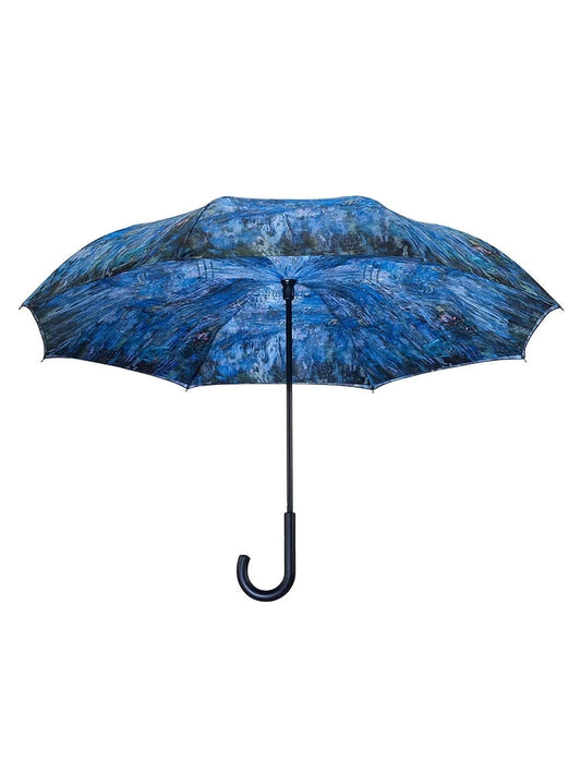 Umbrella-Reverse Close Stick-Waterlilies & Willow Tree-20259rc 