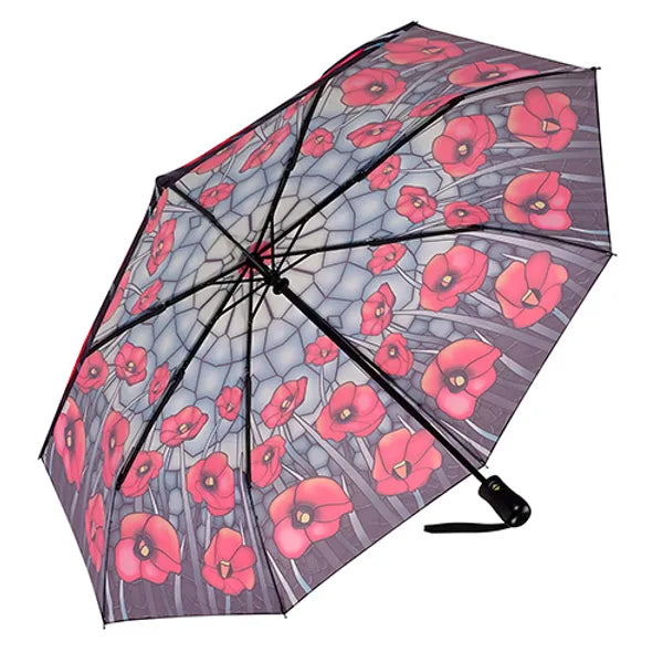 Umbrella - Folding -Stained Glass Poppies-33015sc 