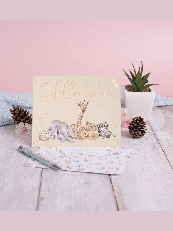 Card - LTW-AOC002- HELLO BABY LITTLE SAVANNAH