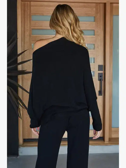 Sweater Asymmetrical Black Knit Ultra Soft 330105