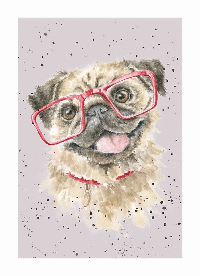 Card - ADR027 - Pug with Glasses - Dog 