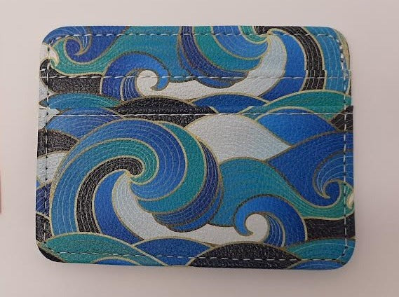 Slim Rfid Wallet- Blue Green Enamel Wave-82047 