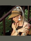 Visor Tan  Polyester Straw  5" Brim Women's-Hh2884B 