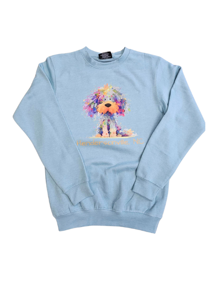 Sweatshirt Multi Color Dog  Sky Blue Hendersonville, logo  RTSHBD