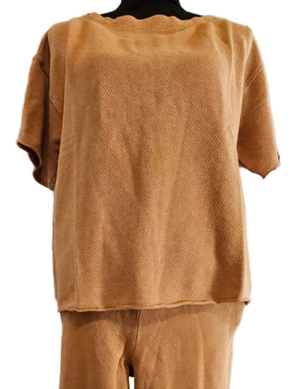Shirt Pullover Honey Glaze Elbow Sleeve Boat Neck Boxy 41g-A4505
