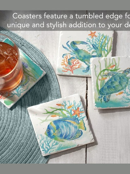 Coaster Sealife Serenade  Tumbled Tile 4Pk 4x4" 05-01497
