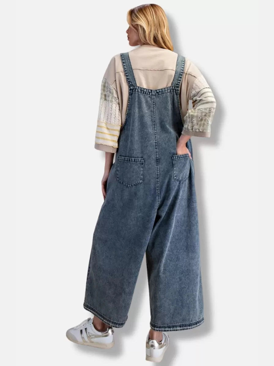 &nbsp;Easel-Overalls Dark Denim Flower Patch&nbsp; Women's&nbsp; EB56395