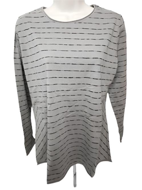 Top Pullover Round Neck Taupe/Black Stripes Women's 1240tpbk 