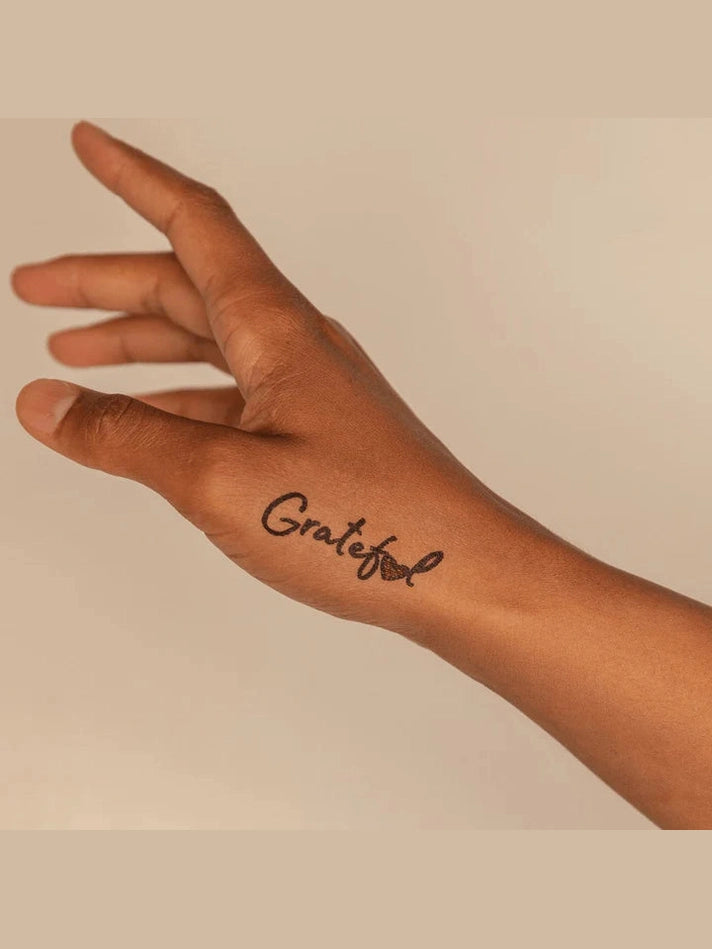 Temporary Tattoo Grateful 3Pk Black 2P0 