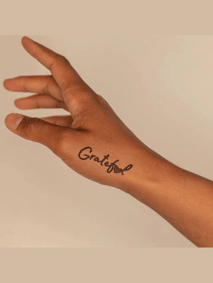 Temporary Tattoo Grateful 3Pk Black 2P0 