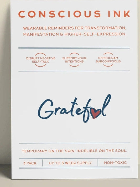 Temporary Tattoo Grateful 3Pk Black 2P0 