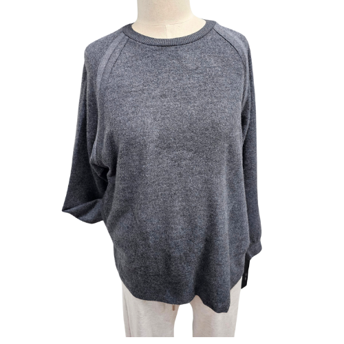 Crewneck Raglan Super Soft Bamboo Brushed Terry Sweatshirt - Charcoal   JILL47 