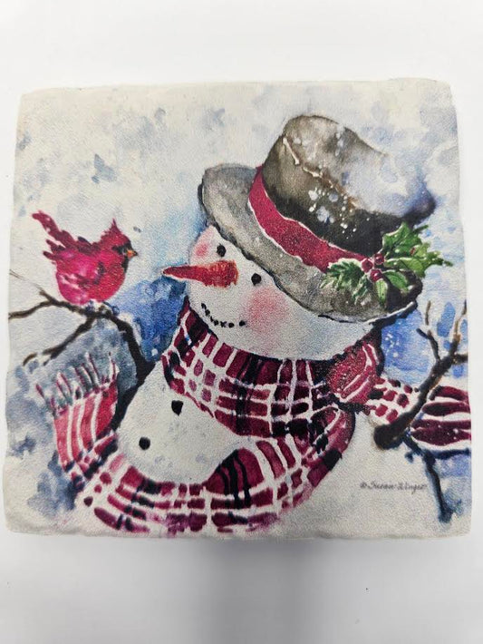 Snowman coaster collection with cork backing of 4 styles 