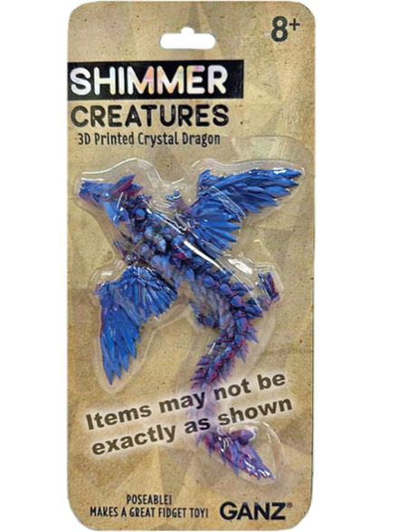 Dragon 5"Long Shimmer Creatures 3d Printed 4 Colors h3d0010