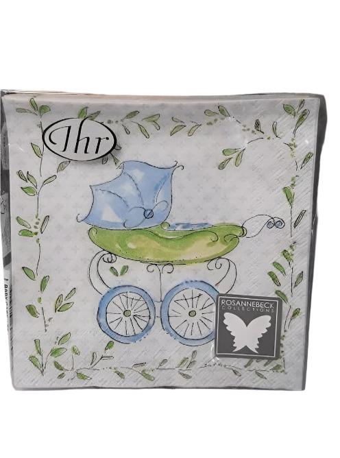 Napkins - Baby Shower Carriage for Boy - Blue 