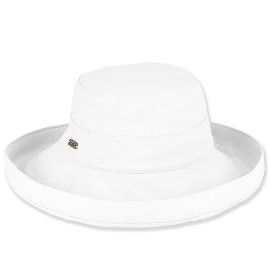 Hat - White- Cotton-UpBrim- Women's- Hha577B 
