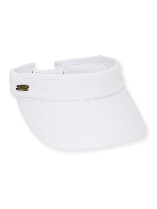 Visor  White Cotton Twill Clip On 3" Brim Women's-Hh1840A 