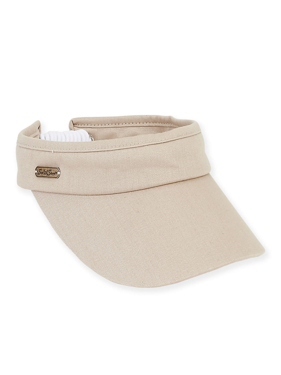 Visor  Beige  Cotton Twill Clip On 3" Brim Women's-Hh1840B 
