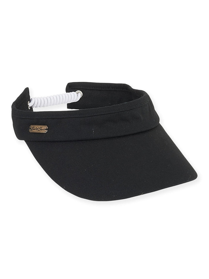 Visor  Black  Cotton Twill Clip On 3" Brim Women's-Hh1840C 