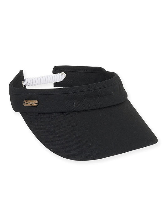 Visor  Black  Cotton Twill Clip On 3" Brim Women's-Hh1840C 