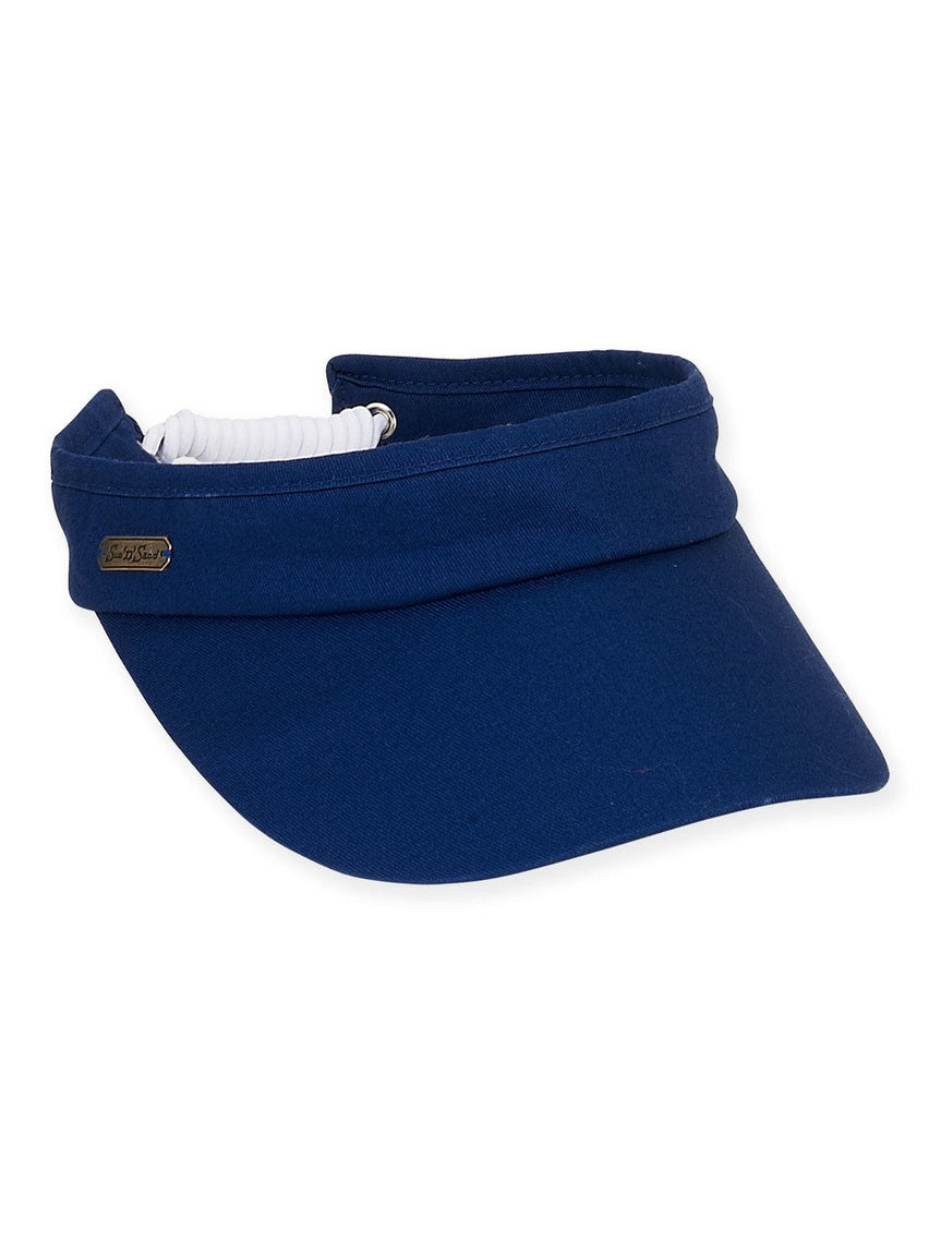 Visor  Dark Blue  Cotton Twill Clip On 3" Brim Women's-Hh1840D 