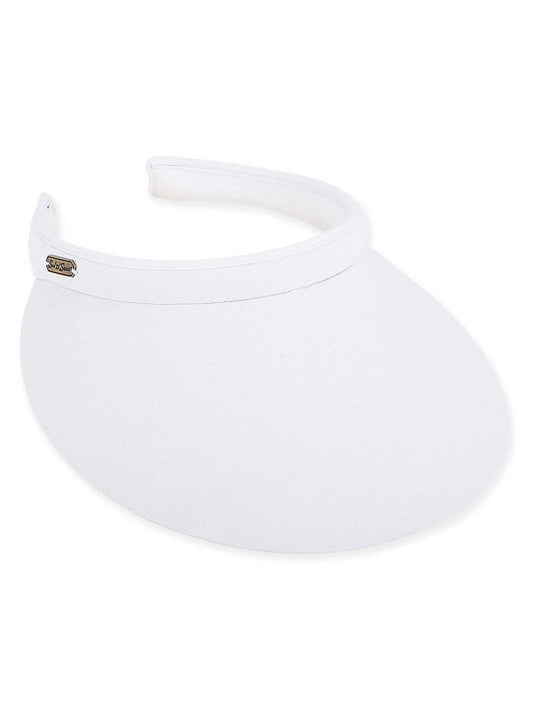 Visor  White Cotton Twill Clip On 5" Brim Women's-Hh1941A 
