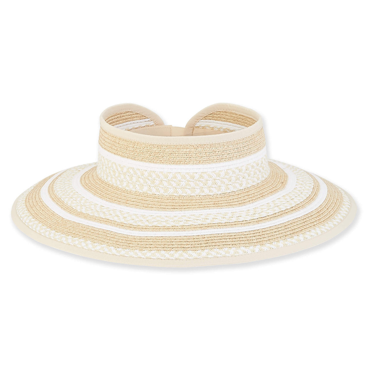 Visor - White-Paperbraid-Roll Up Closure-Women's-Hh2237a 