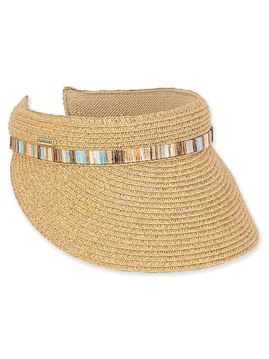 Visor Tan Paper Braid  Straw 3.5" Brim Women's-Hh2244B 